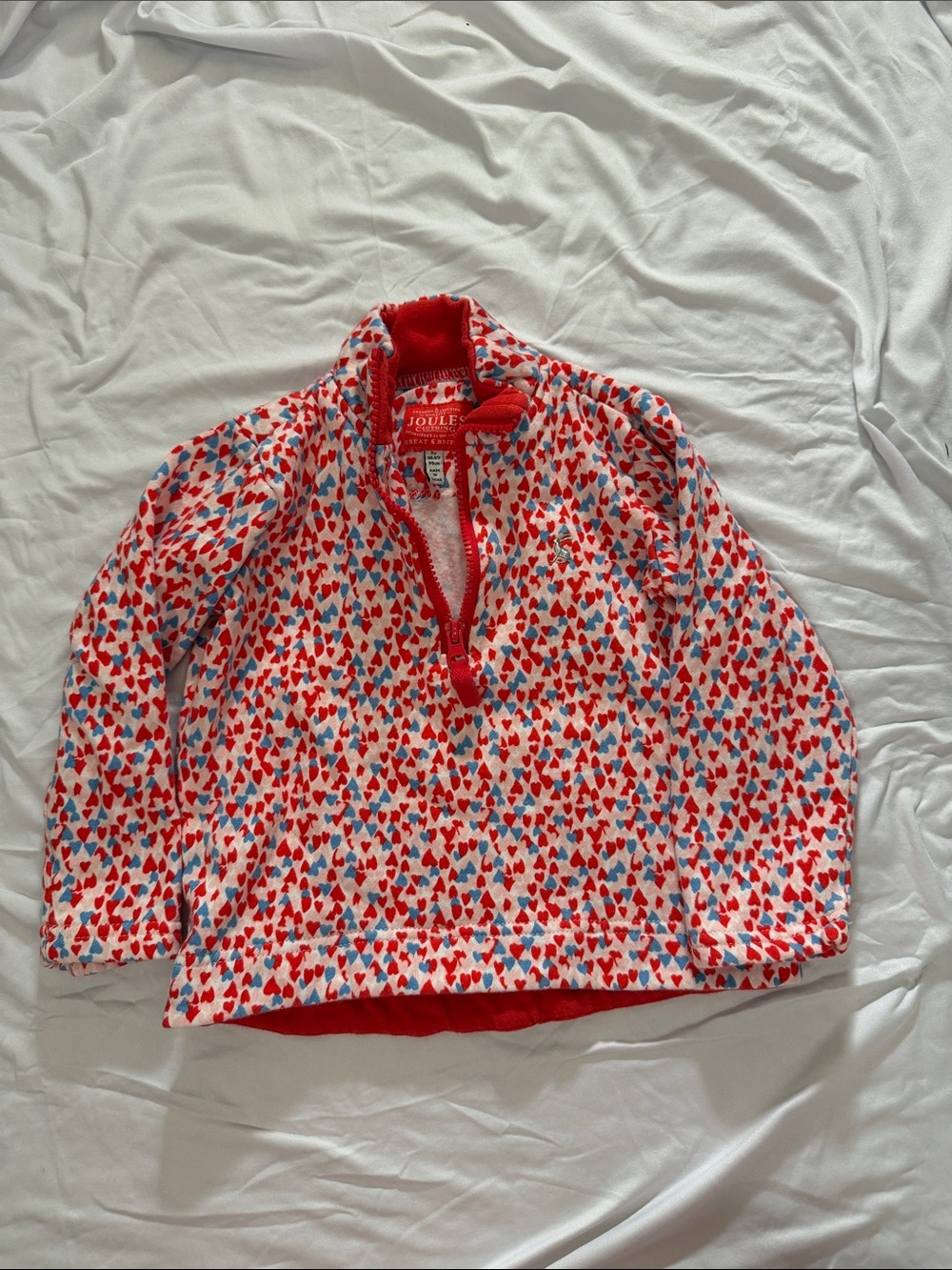 Joules Kids Multi-Heart Print Fleece with Red Trim